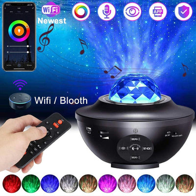 USB LED Star Night Light Music Starry Water Wave LED Projector Light Bluetooth Projector Sound-Activated Projector Light Decor - Emmz Gadgets 