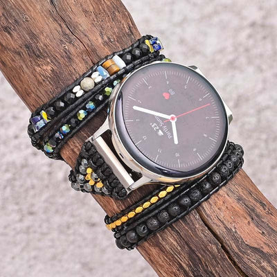 Black Vintage Natural Stone Woven Watch Band - Emmz Gadgets 